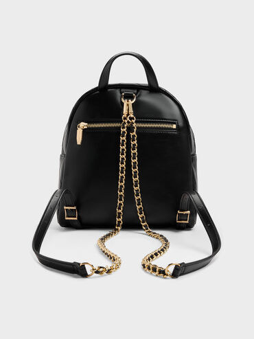 Alva Quilted Front-Pocket Backpack, Black, hi-res