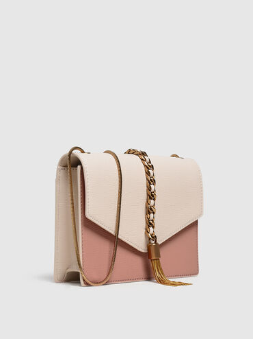 Tassel Shoulder Bag, Light Pink, hi-res