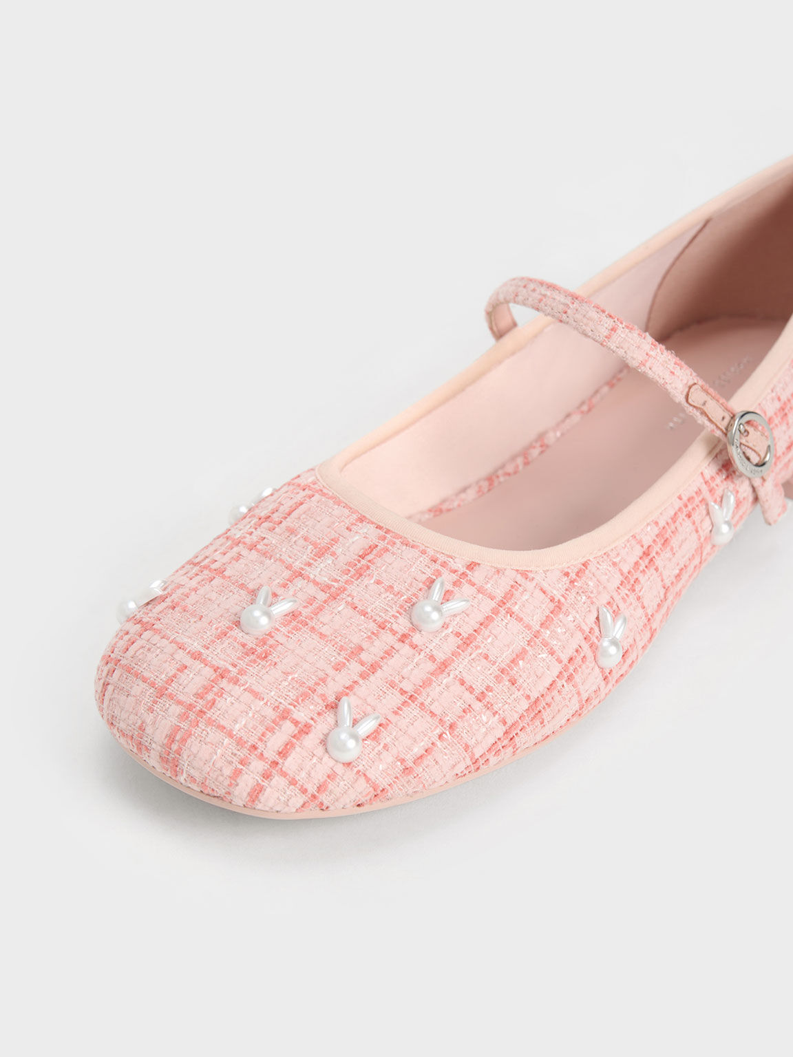 Bunny Tweed Mary Jane Flats, Pink, hi-res