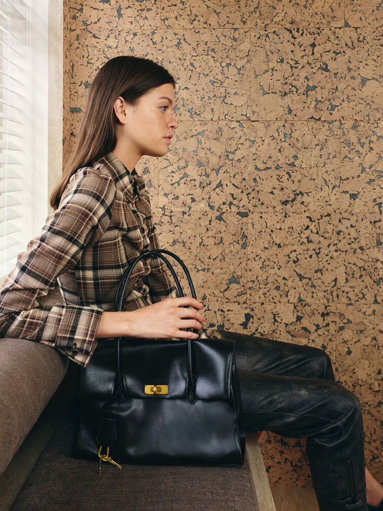 Kerry Trapeze Tote Bag, Black, hi-res