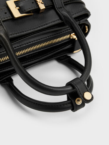 T&uacute;i tote Jody Leather Belted, Đen, hi-res