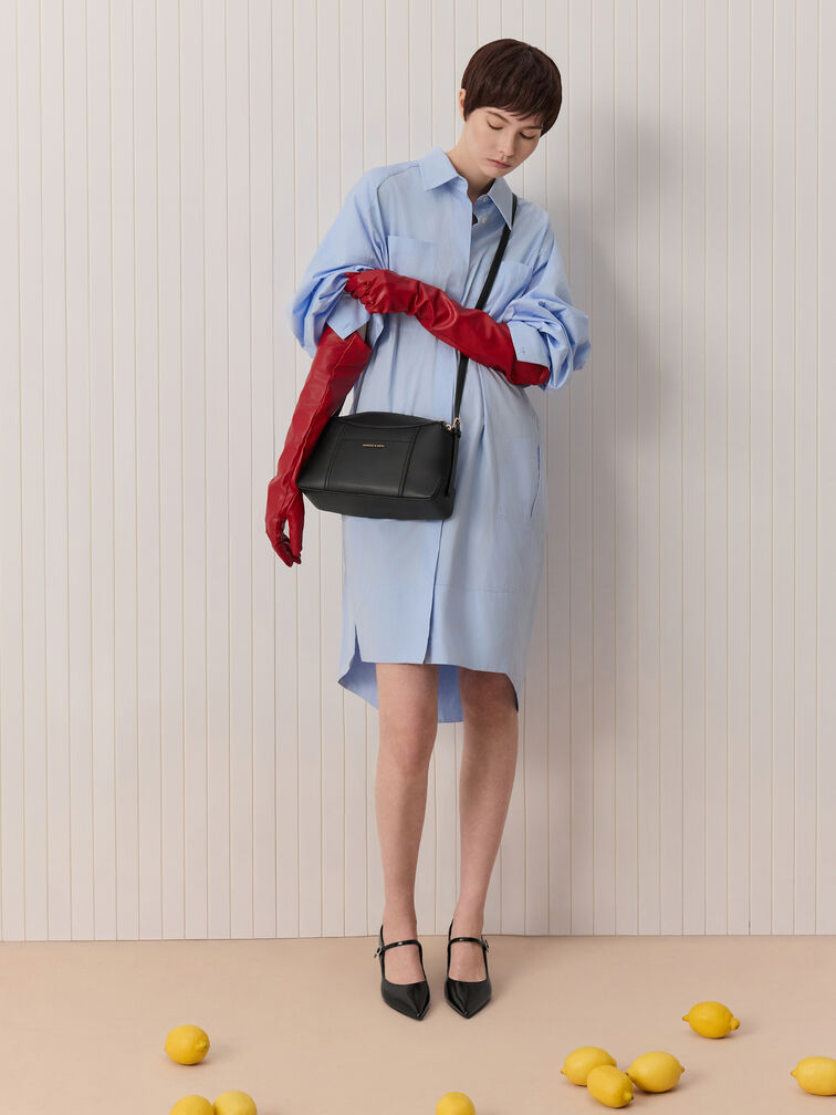 T&uacute;i đeo vai h&igrave;nh thang Roan, Đen, hi-res