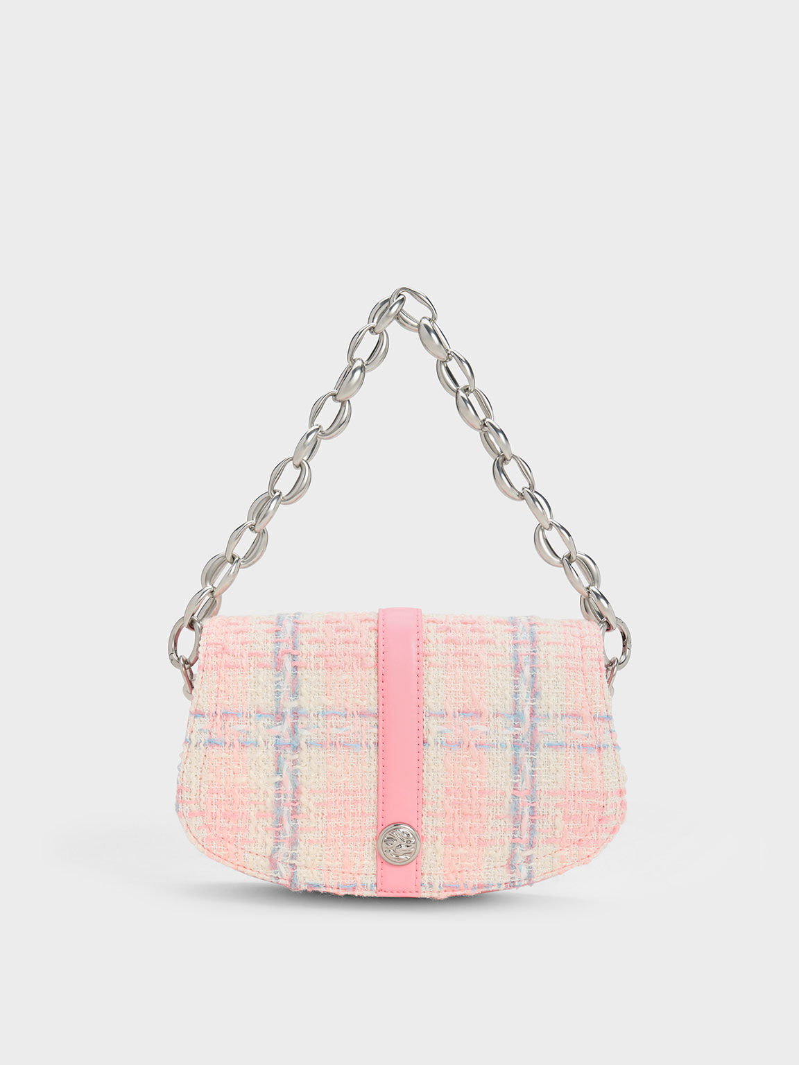 Blair Tweed Belted Bag, Pink, hi-res