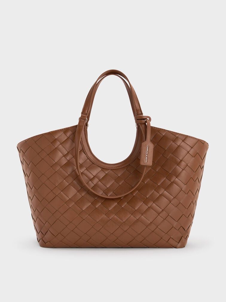 T&uacute;i tote h&igrave;nh thang Ivette Woven, Chocolate, hi-res