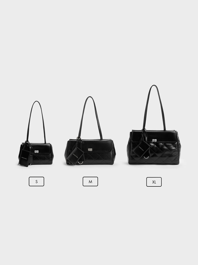 T&uacute;i đeo vai nắp gập Apfra, Noir, hi-res