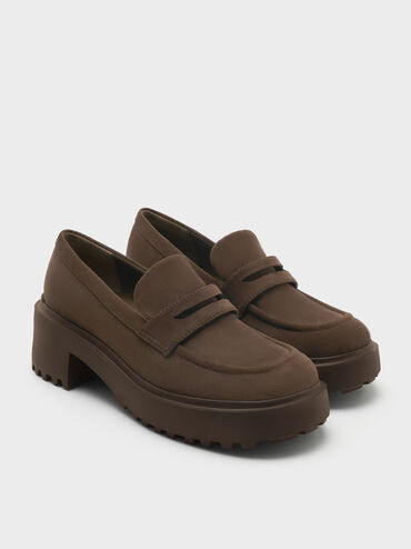 Gi&agrave;y lười đế cao Evan, Dark Brown Textured, hi-res