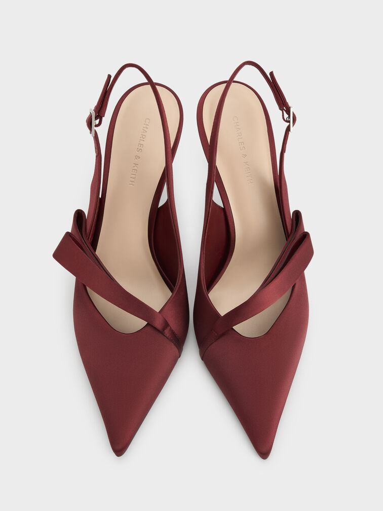 Gi&agrave;y sandals cao g&oacute;t Satin, Đỏ, hi-res