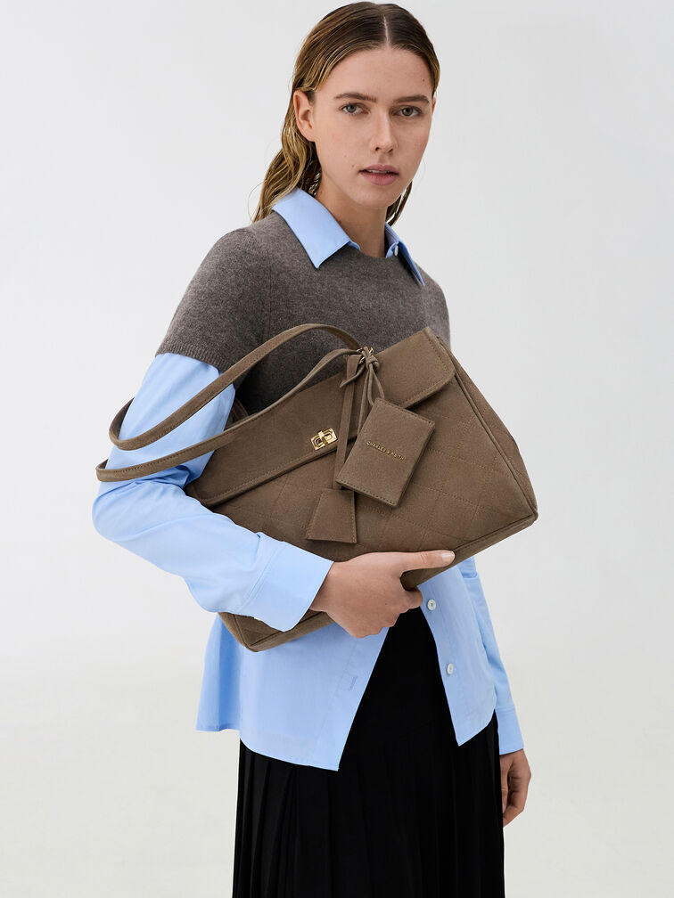 T&uacute;i tote chần b&ocirc;ng XL Apfra, Stone Grey, hi-res