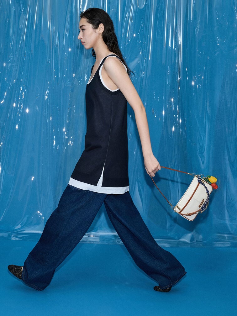 T&uacute;i đeo vai Addison Canvas Knotted-Rope, Taupe Canvas, hi-res