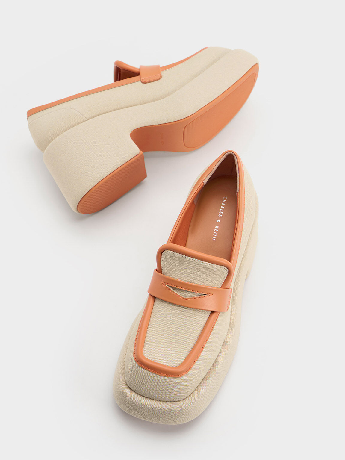 Leni Canvas Platform Loafers, Orange, hi-res