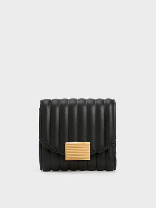 Astrid Panelled Small Wallet, Black, hi-res
