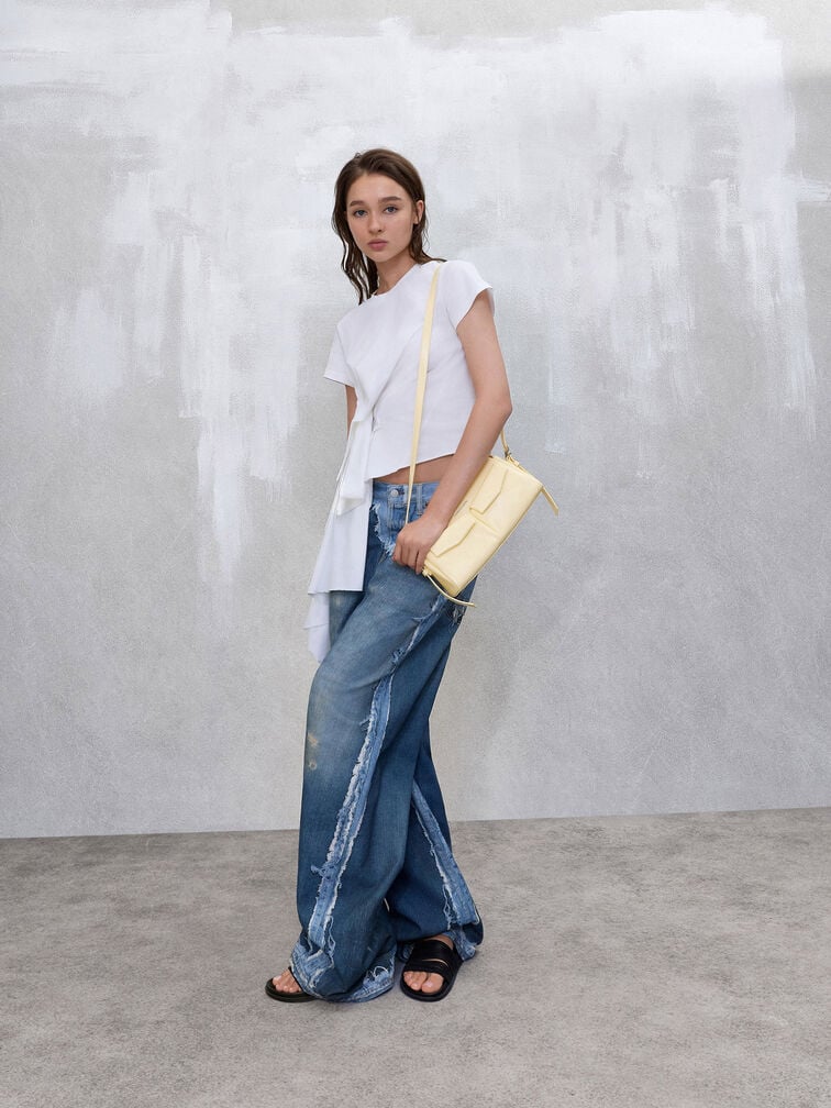 Rachel Front-Pocket Chain Shoulder Bag, Butter Yellow, hi-res