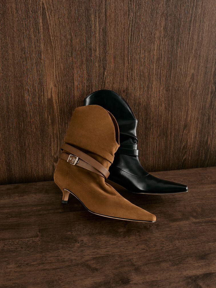 Boots cao g&oacute;t mũi nhọn Karter Faux Suede, Rượu cognac, hi-res