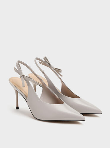 Anastasia Leather Slingback Pumps, Grey, hi-res