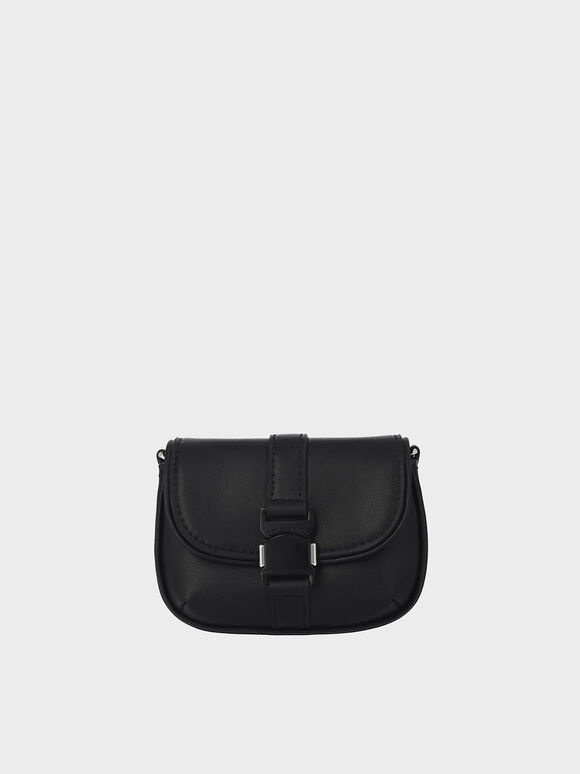 Zetta Belt Buckle Mini Bag, Black, hi-res