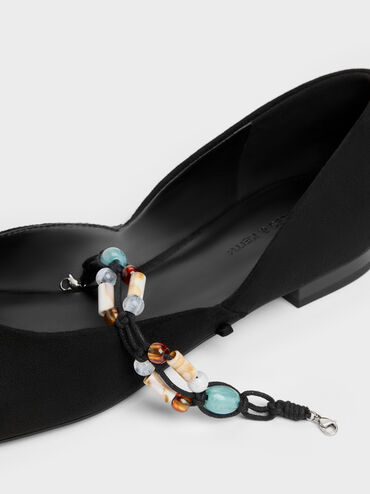Franca Faux Suede Beaded-Strap Mary Janes, Black Textured, hi-res