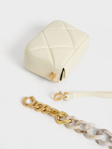 Túi xách mini phom chữ nhật Danika Chunky Chain, Kem, hi-res