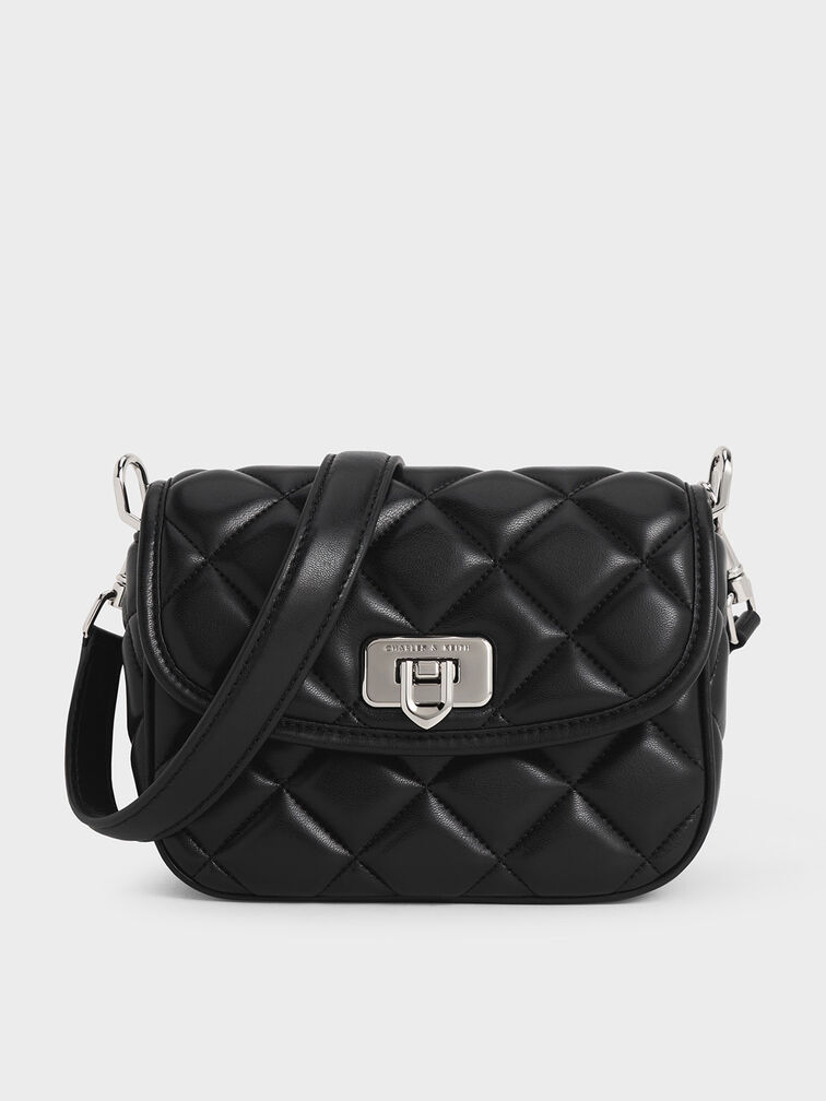 Cressida Quilted Crossbody Bag, Black, hi-res