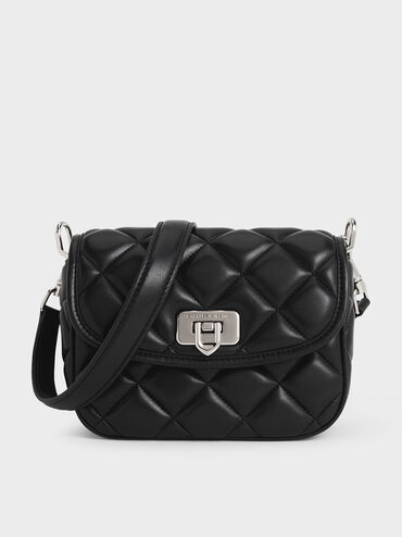 Cressida Quilted Crossbody Bag, Black, hi-res
