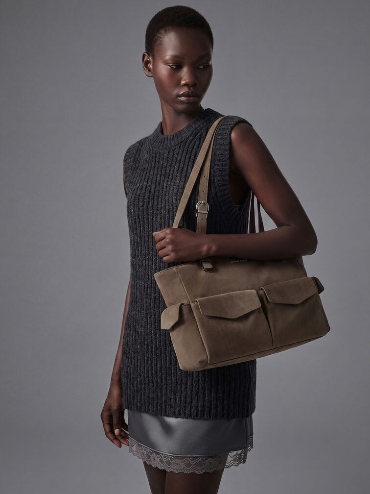 T&uacute;i tote phom chữ nhật Rachel, Stone Grey, hi-res