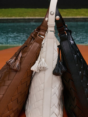 T&uacute;i đeo vai Ivette Woven Tassel, Noir, hi-res