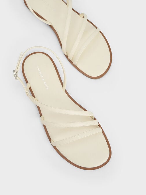 Giày sandals quai mảnh Asymmetric, Phấn, hi-res
