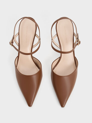 Gi&agrave;y cao g&oacute;t mũi nhọn Pointed-Toe Flare-Heel, Rượu cognac, hi-res
