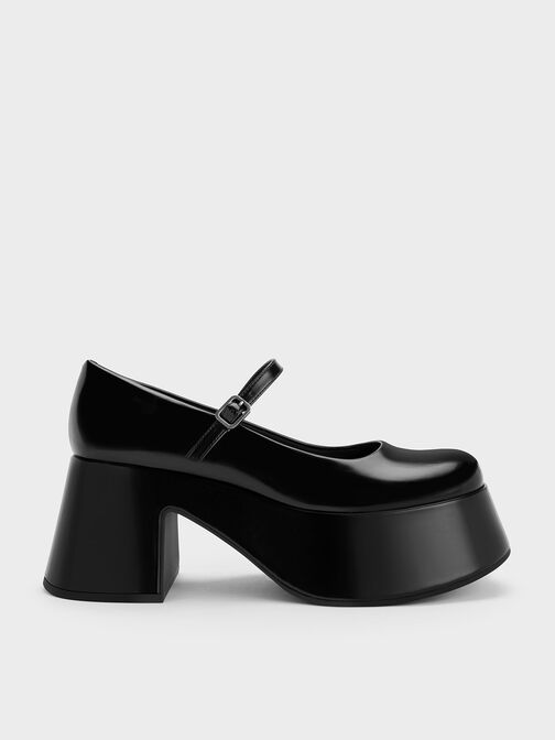 Giày cao gót bít mũi Platform Mary Janes, Black Boxed, hi-res