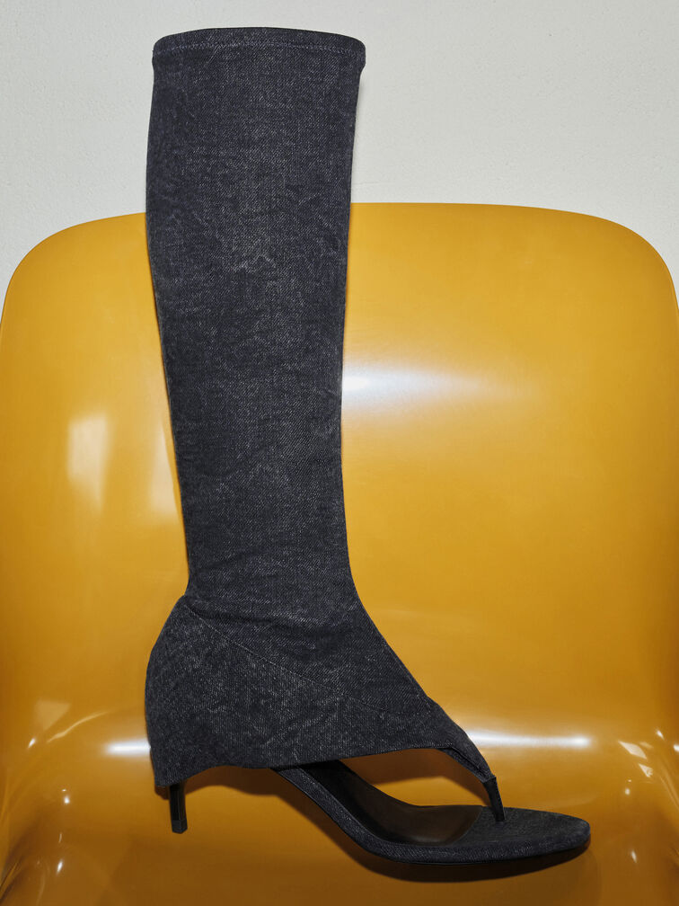 Aether Denim Thong Boots, Dark Blue, hi-res