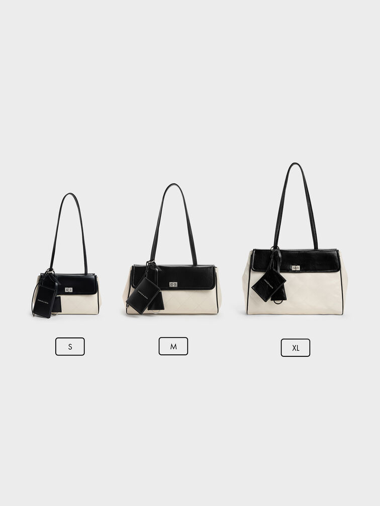 T&uacute;i tote chần b&ocirc;ng XL Apfra, Multi Cream, hi-res
