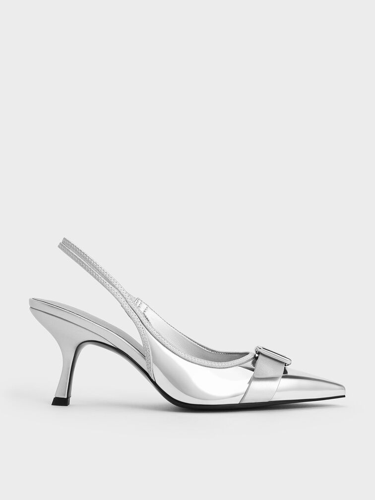 Anita Metallic Buckled Pointed-Toe Slingback Pumps