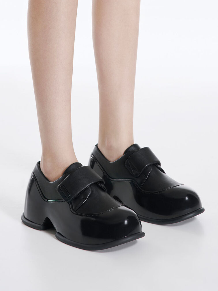 Giày lười đế trụ Pixie Patent Platform, Đen, hi-res