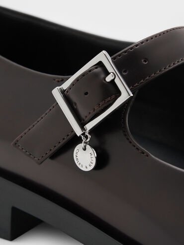 Circle-Charm Buckled Mary Janes, Burgundy, hi-res
