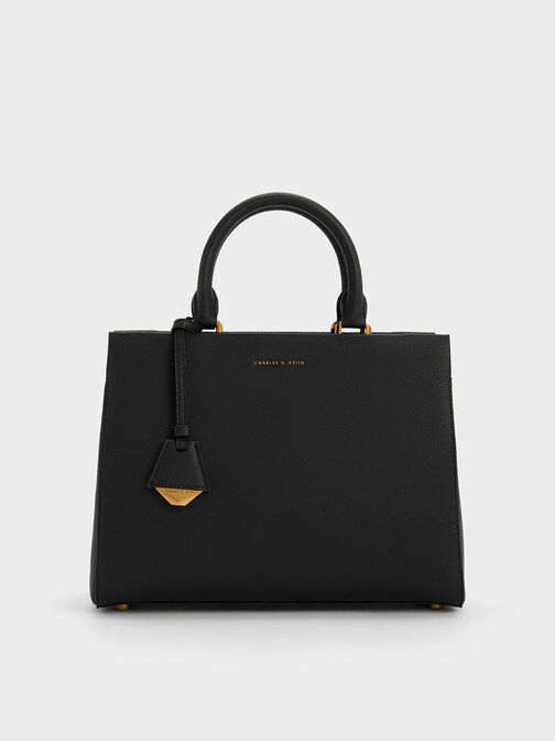 Mirabelle Structured Top Handle bag, Black, hi-res