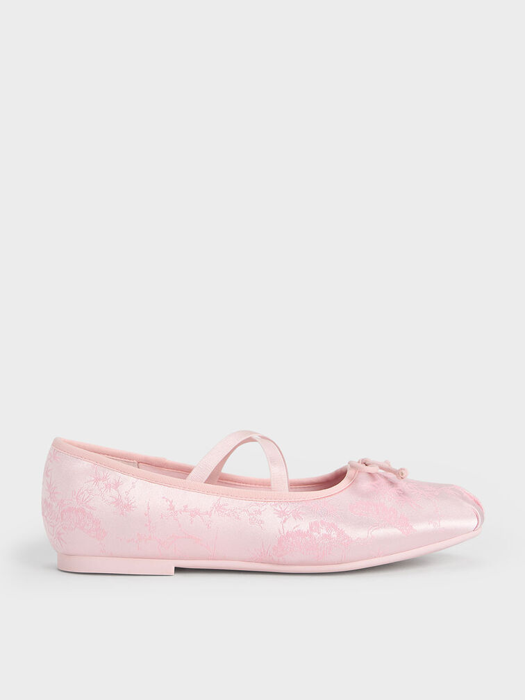 Girls' Crossover-Strap Ballet Flats, Light Pink, hi-res