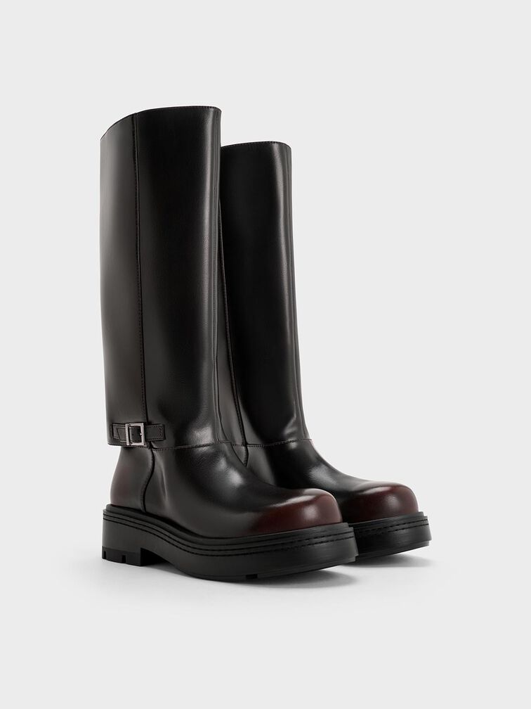 Davis Buckled Fold-Over Boots, Dark Brown, hi-res