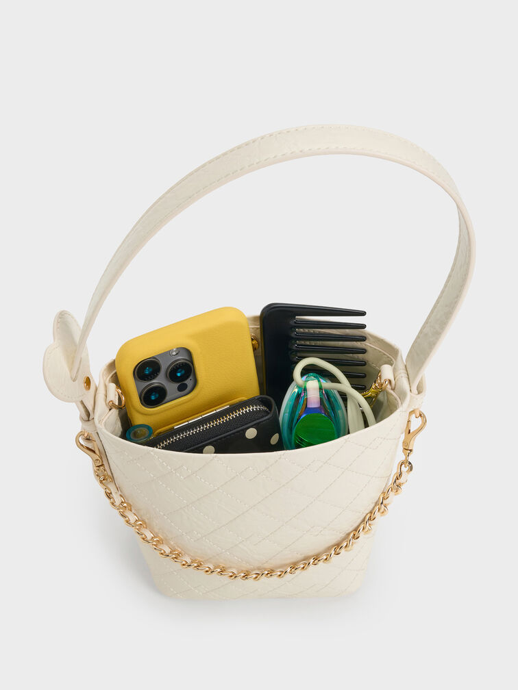 T&uacute;i đeo vai h&igrave;nh thang Duo Quilted, Kem, hi-res