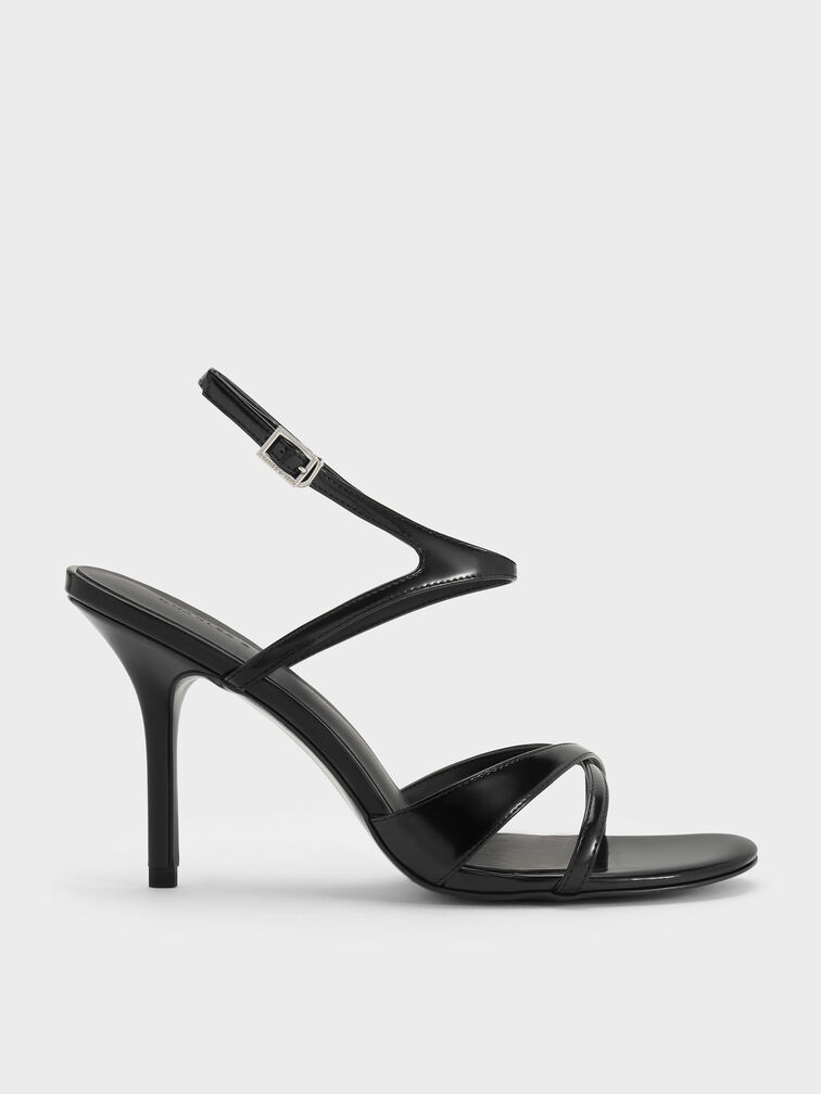 Gi&agrave;y sandals cao g&oacute;t Crossover, Đen b&oacute;ng nh&aacute;m, hi-res