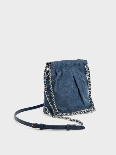 Balo phom chữ nhật Duo Denim Chain-Handle Two-Way, Xanh denim, hi-res