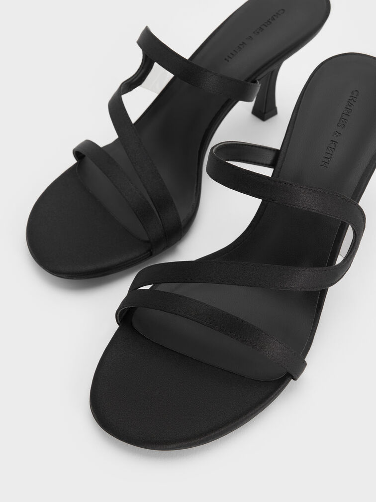 Gi&agrave;y mules cao g&oacute;t Arden Satin, Đen họa tiết, hi-res