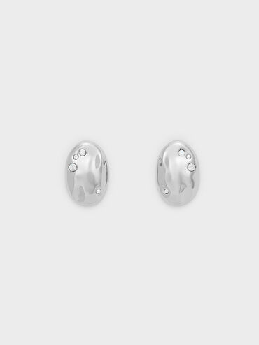 Ottilie Crystal Sculptural Stud Earrings, Silver, hi-res