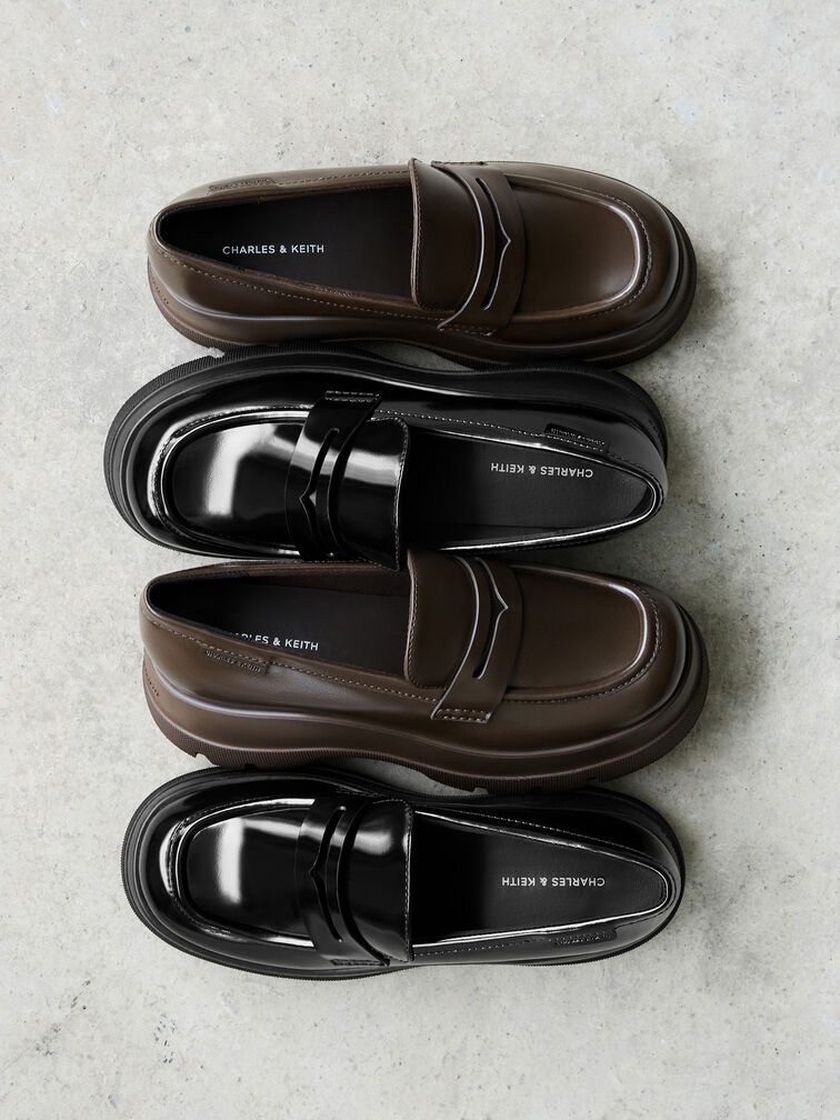 Gi&agrave;y lười đế cao Leoi, Đen b&oacute;ng nh&aacute;m, hi-res