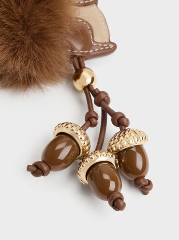 Furry Squirrel Acorn Charm, Multi, hi-res