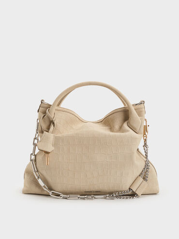 Delfina Chain Tote Bag, Dusted Oat, hi-res