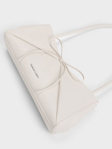 Hazel Bow Panelled Shoulder Bag, Cream, hi-res