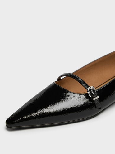 Gi&agrave;y b&uacute;p b&ecirc; mũi nhọn Crinkle-Effect, Đen, hi-res