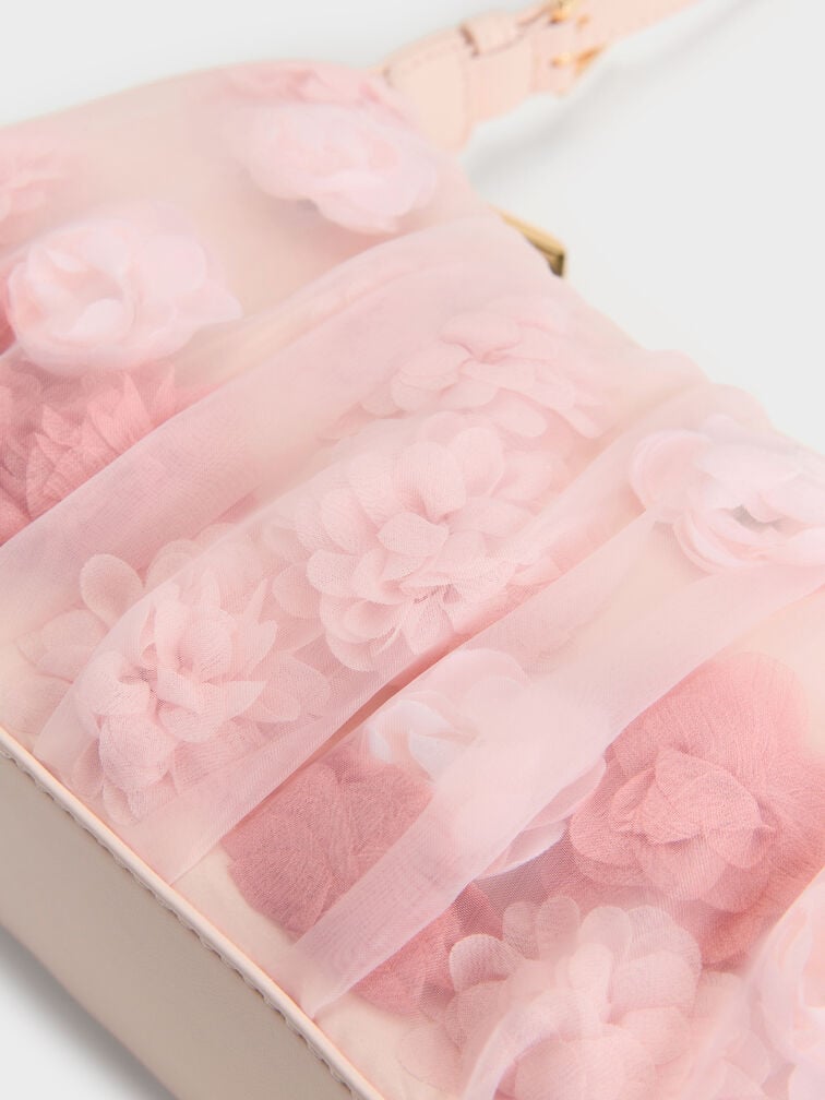 Bộ qu&agrave; tặng: T&uacute;i đeo vai Floral Mesh, Hồng nhạt, hi-res