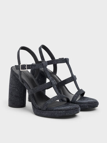 Gi&agrave;y sandals đế cao Aether Denim, Xanh đậm, hi-res
