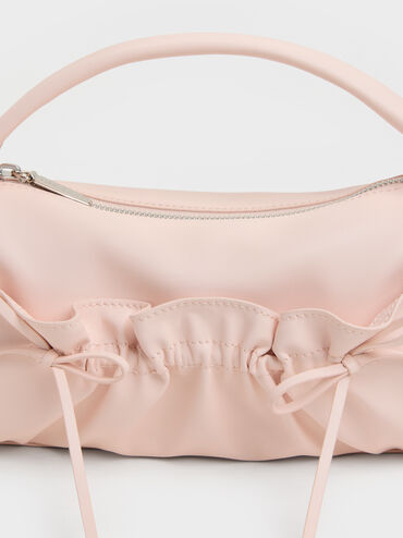 Reese Ruched Bow Top Handle Bag, Soft Pink, hi-res