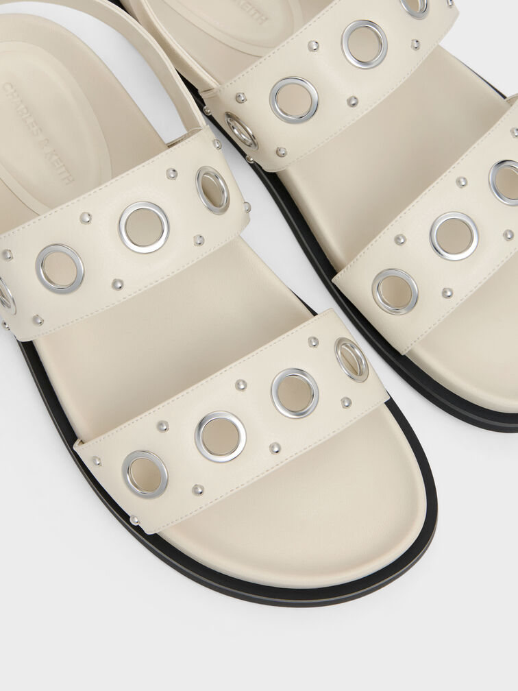 Grommet Slingback Sandals, Chalk, hi-res